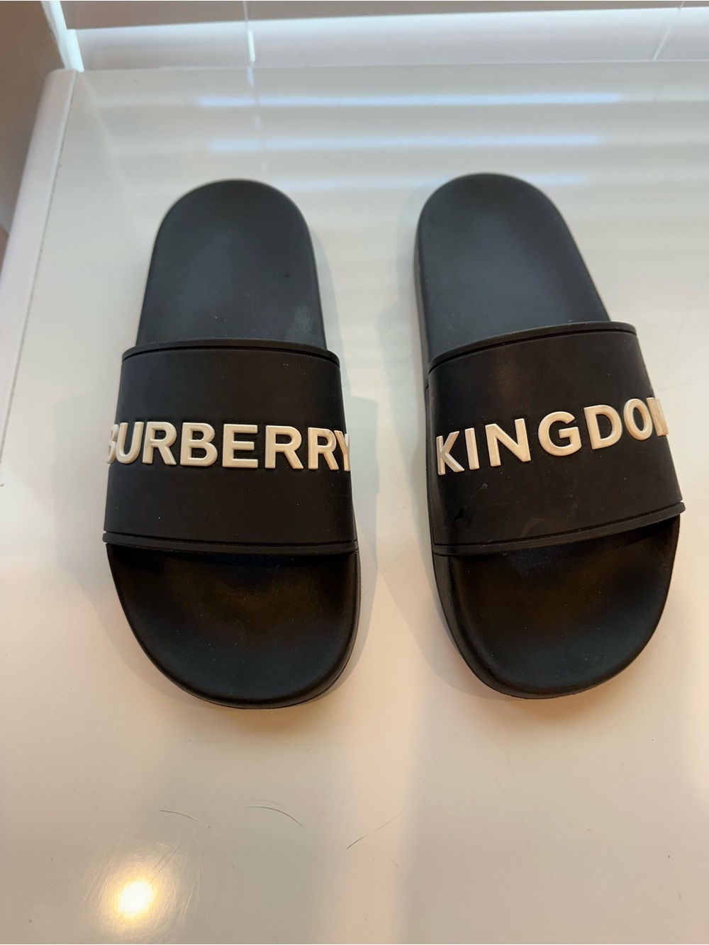 Burberry Black Slide Sandals with White Logo size 40 US 9 - Picture 3 of 5